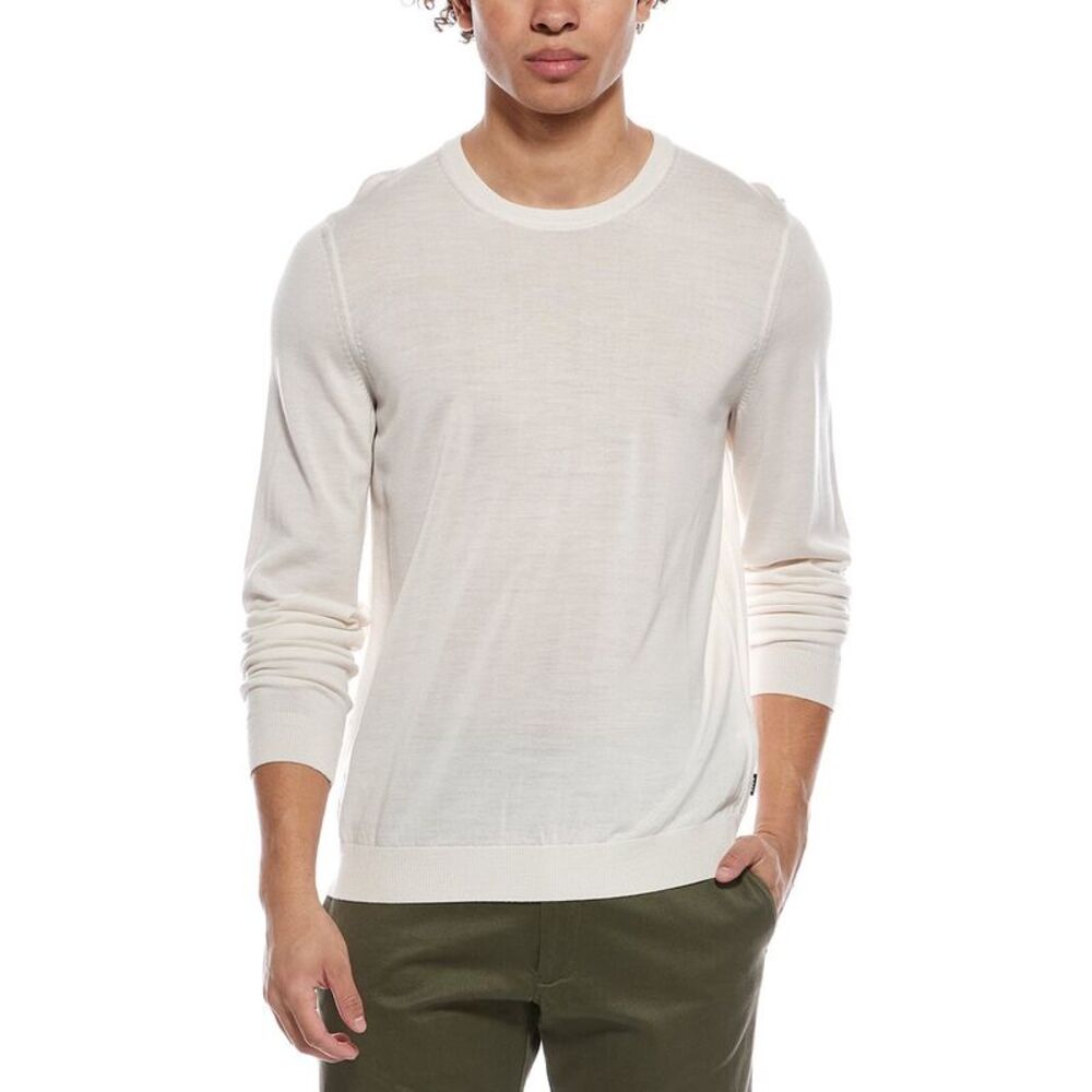 Hugo Boss Mens  Leno Wool Crewneck Sweater, Tan